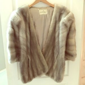 Vintage Fur (REAL) Shawl Coat with Pockets